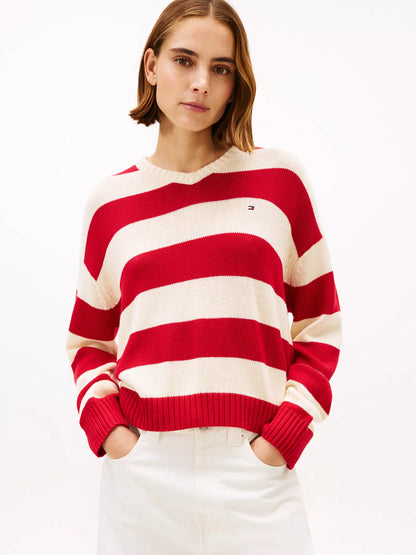 Primary Red / Calico Rugby Stripe