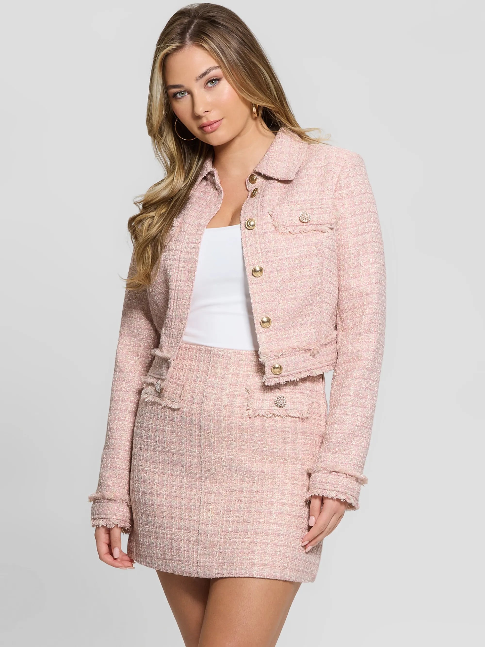 Pink And White Tweed