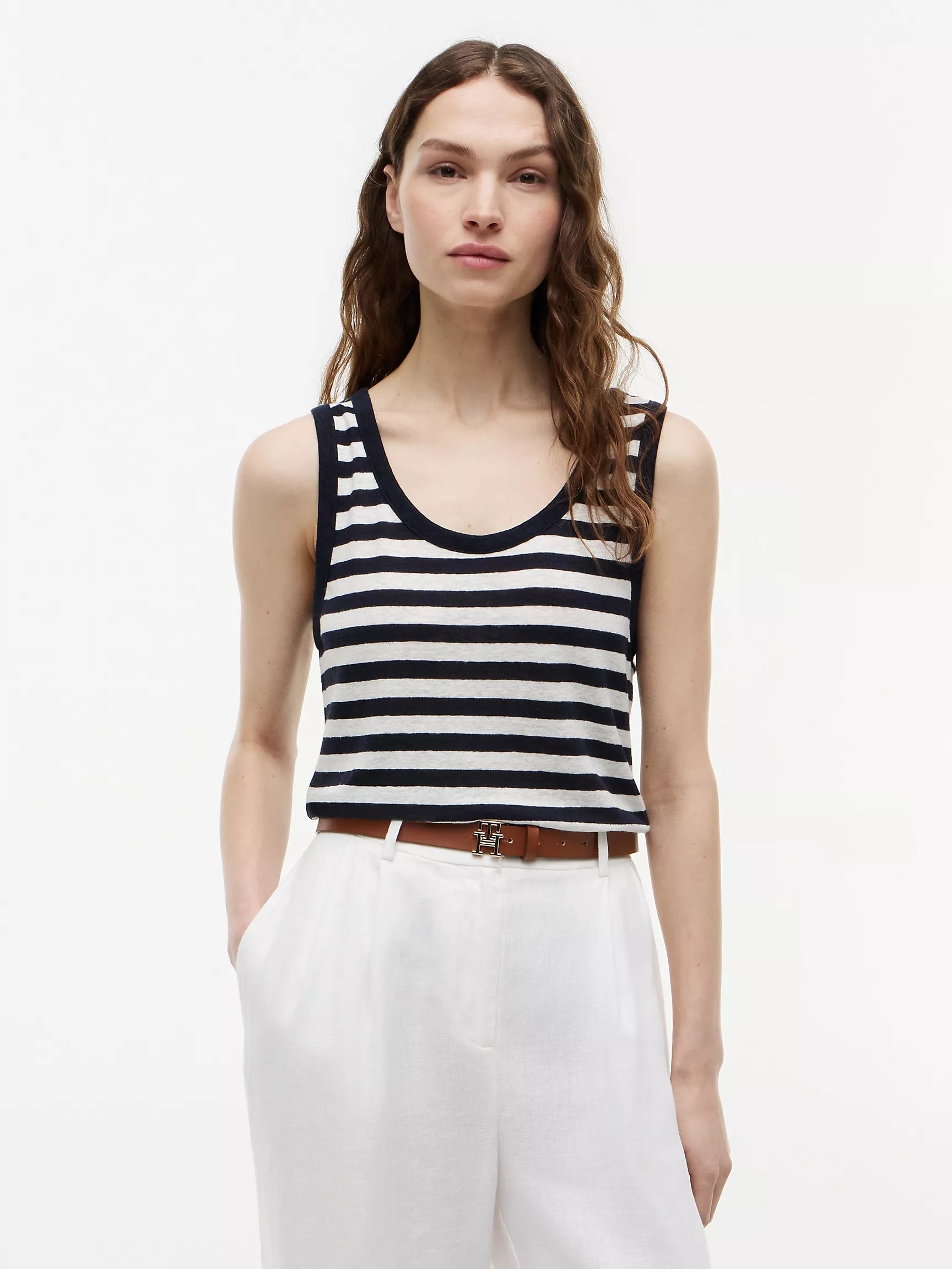 Navy Blue / Ivory Stripe