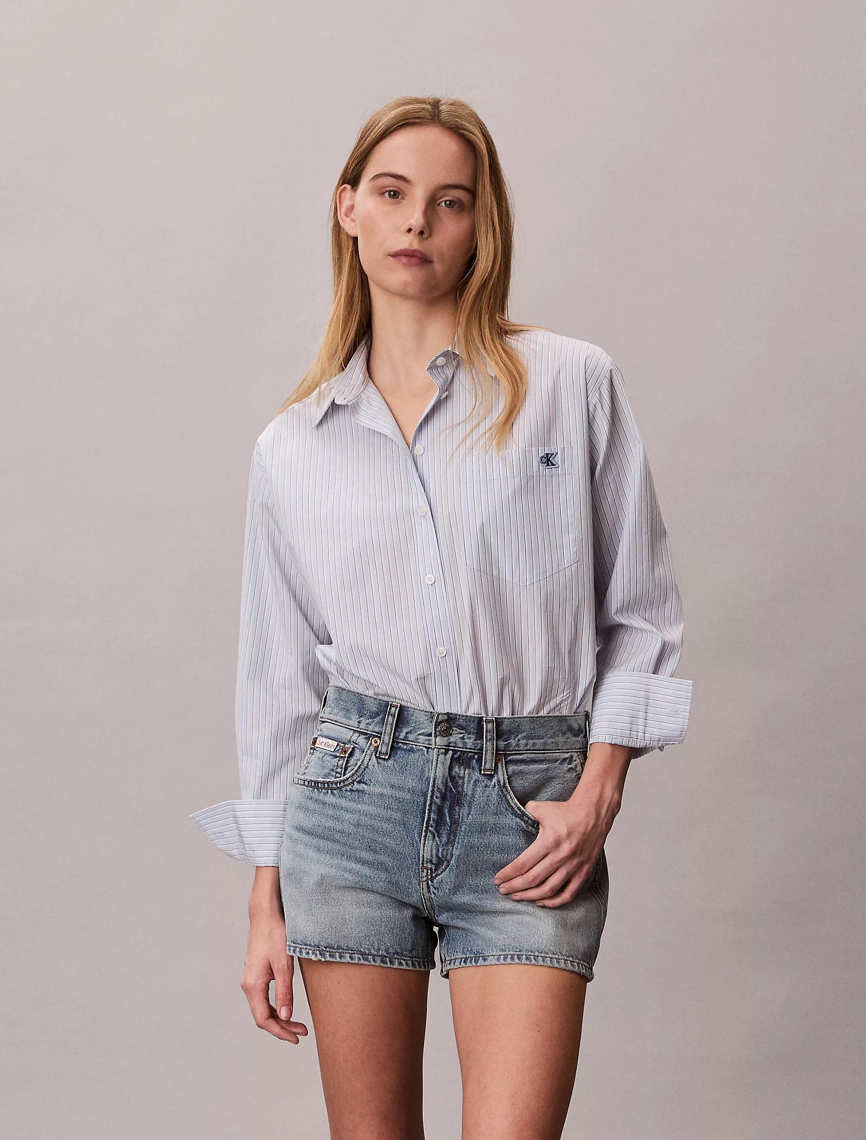 Breezy Blue Three Color Refined Stripe