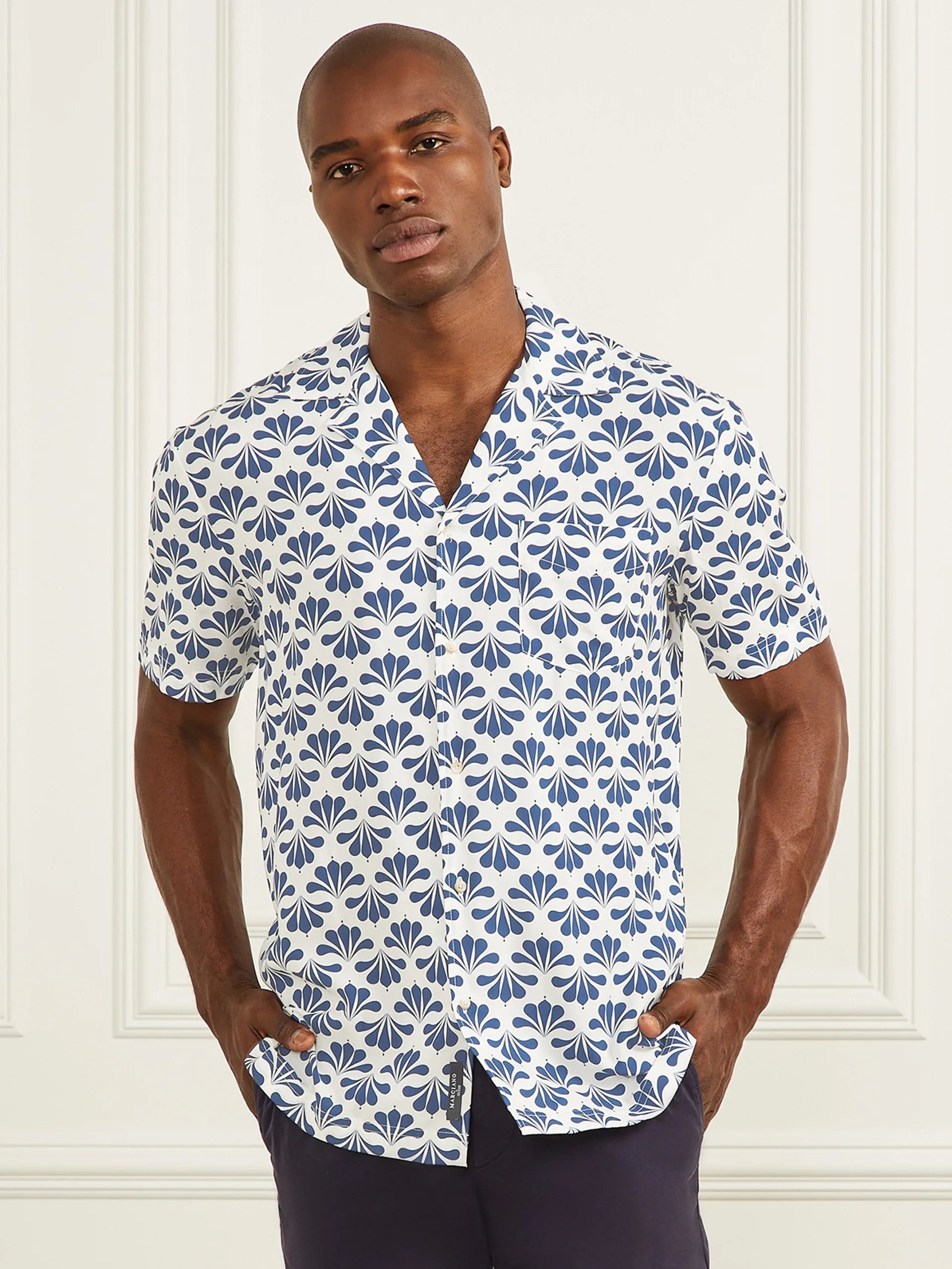 Blue Geoflower Print