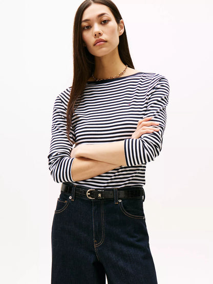 Ecru / Dark Blue Stripe