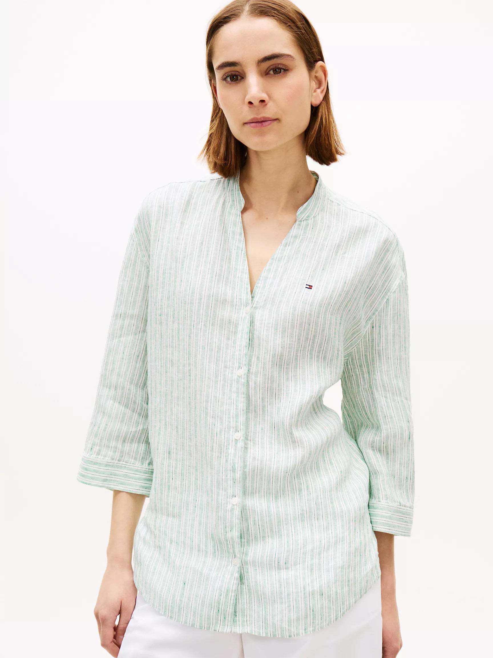 Chalk Stripe Ecru Courtside Green