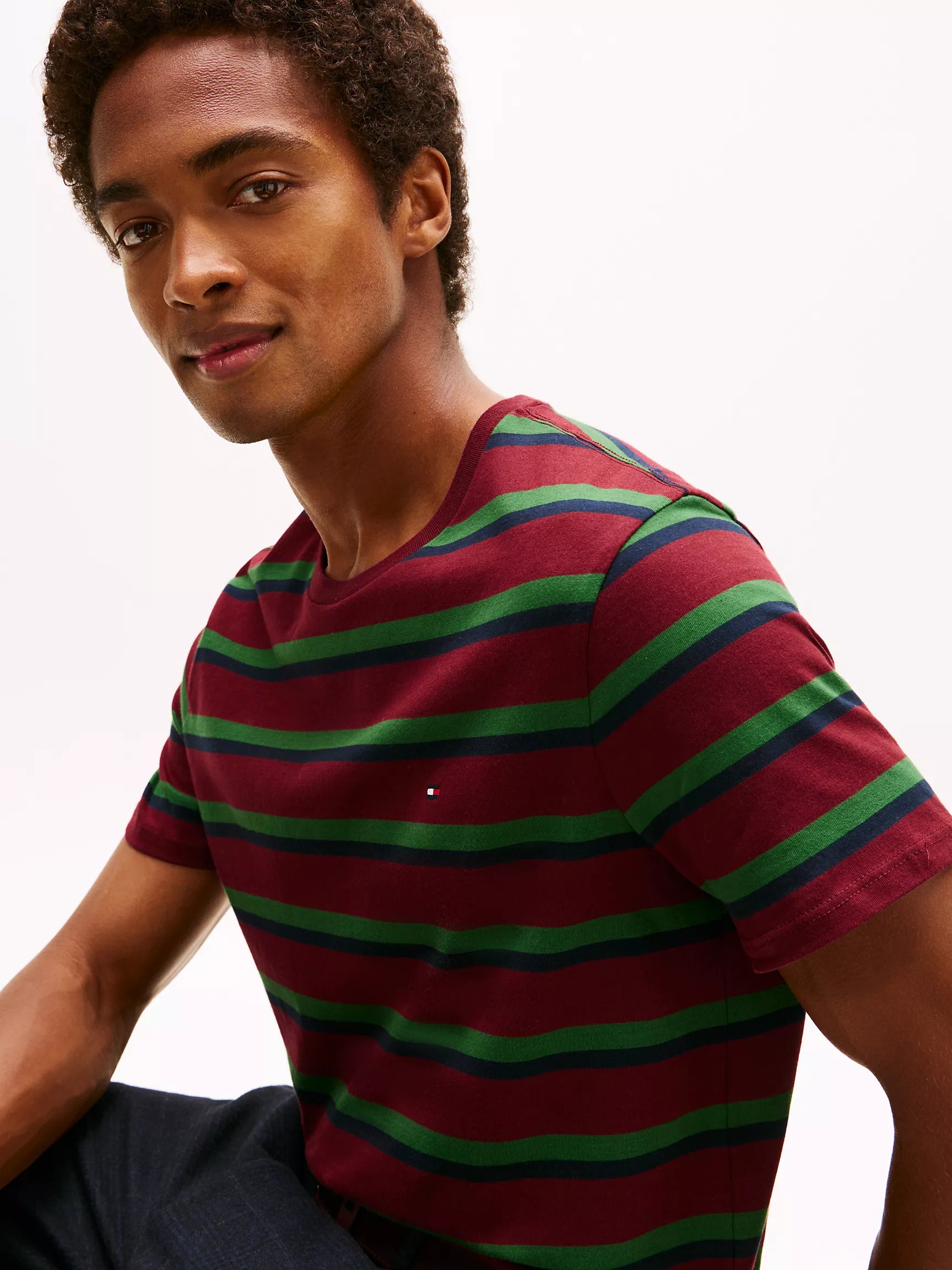 Deep Rouge/Green Stripe