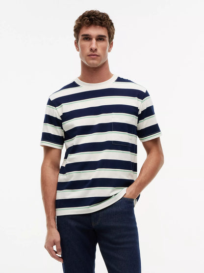 Ivory/Carbon Navy/Cut Grass Stripe