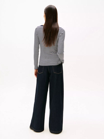 Ecru / Dark Blue Stripe