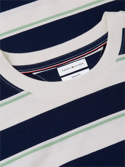 Ivory/Carbon Navy/Cut Grass Stripe