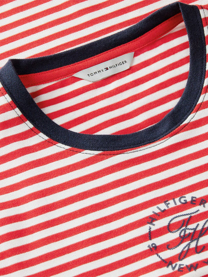 Fire Red / Ecru Stripe