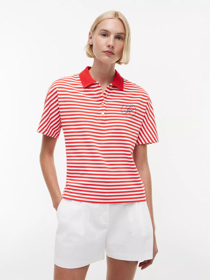 Fire Red / Ecru Stripe