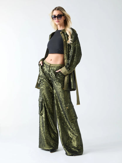 Army Olive Sequins
