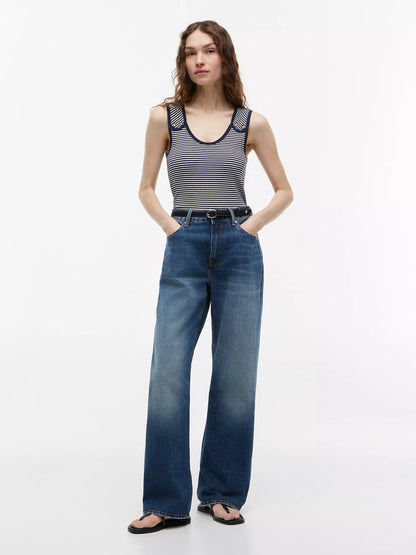 Navy Blue / Ecru Stripe