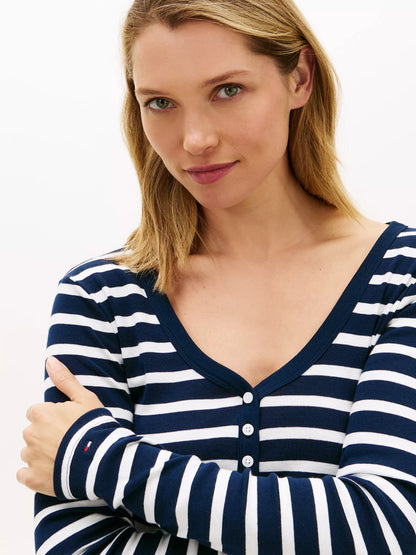 Ecru / Dark Blue Stripe