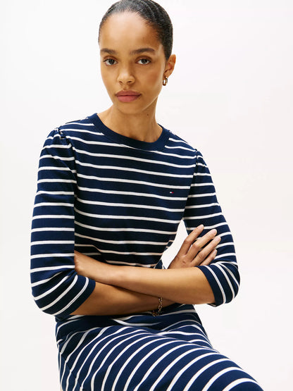 Ecru / Dark Blue Stripe