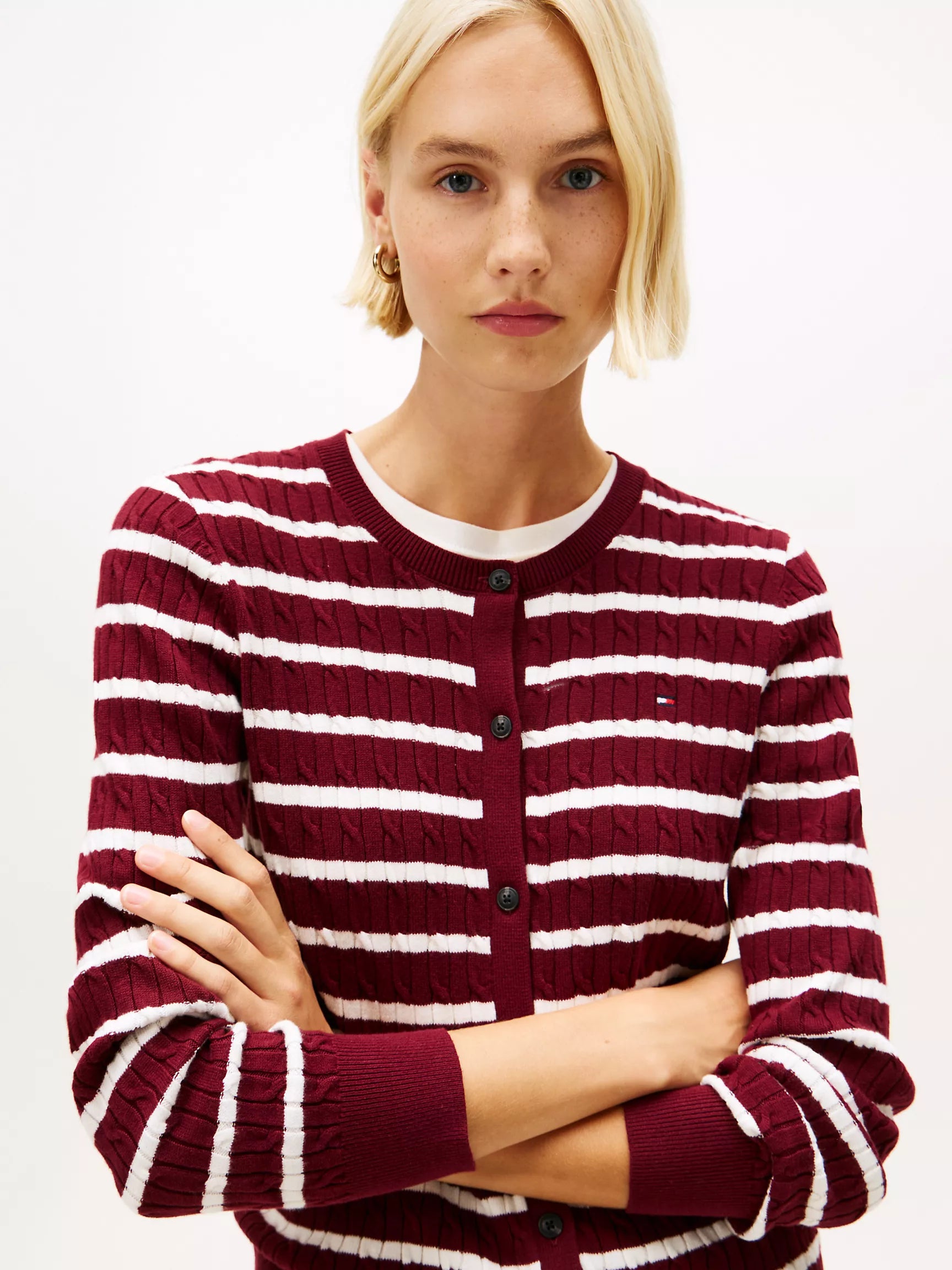 Burgundy / Ivory Silk Stripe