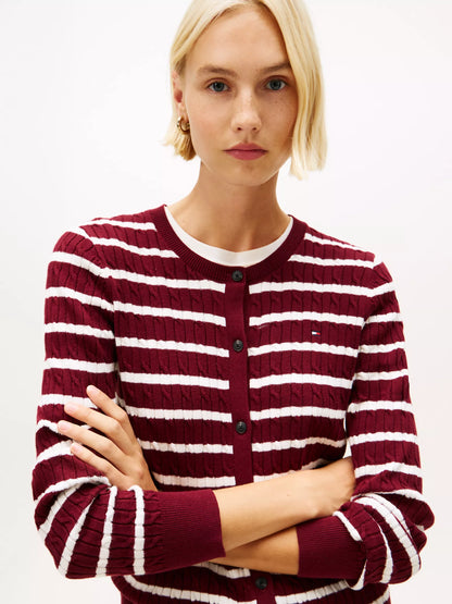 Burgundy / Ivory Silk Stripe
