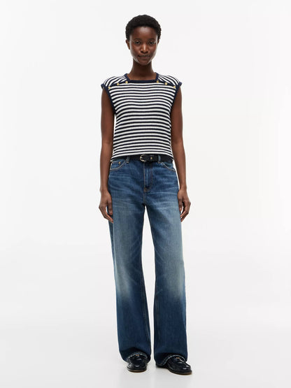 Navy Blue / Ivory Stripe