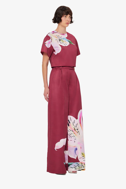 Lily Print in Burgundy