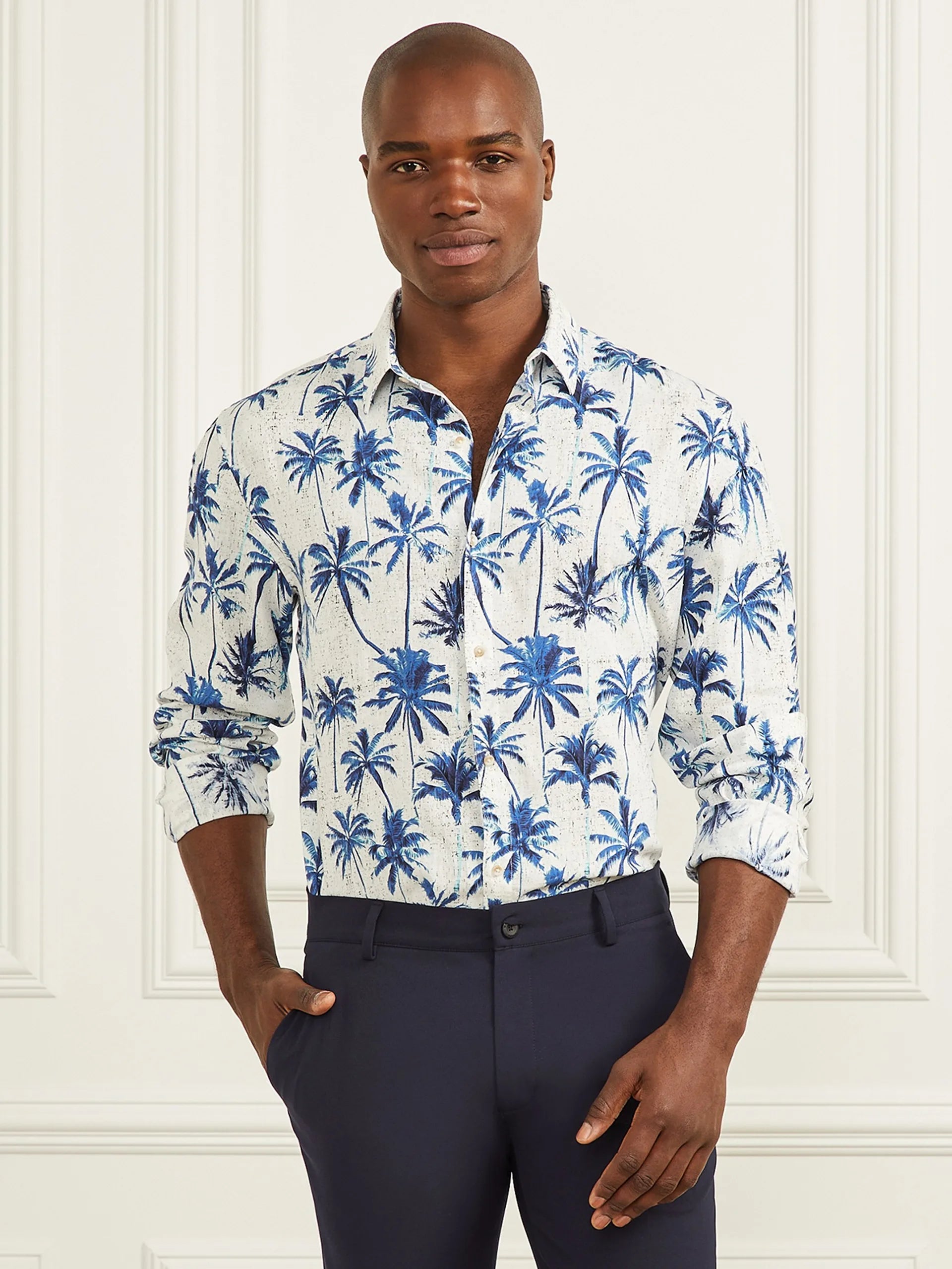 Blue Palm Print