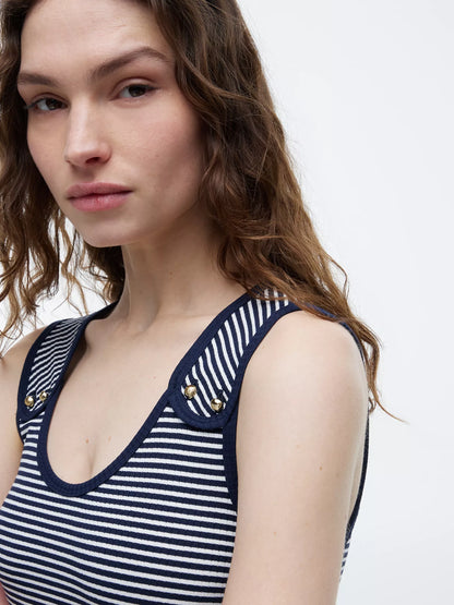 Navy Blue / Ecru Stripe