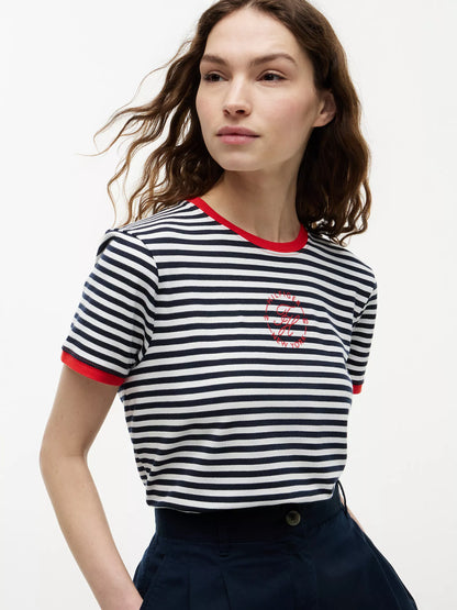 Navy Blue / Ecru Stripe