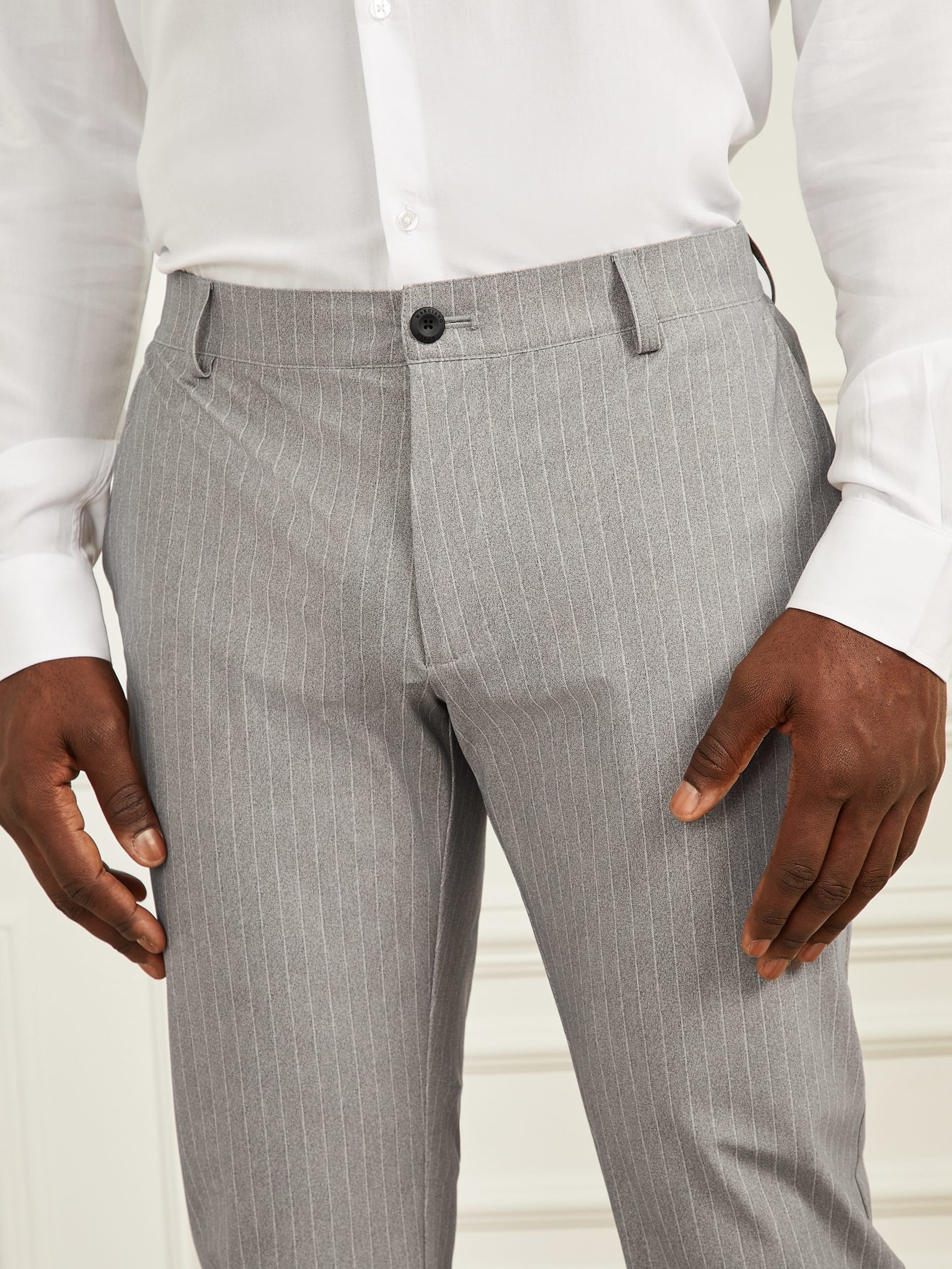 Light Wool Grey Pinstripe