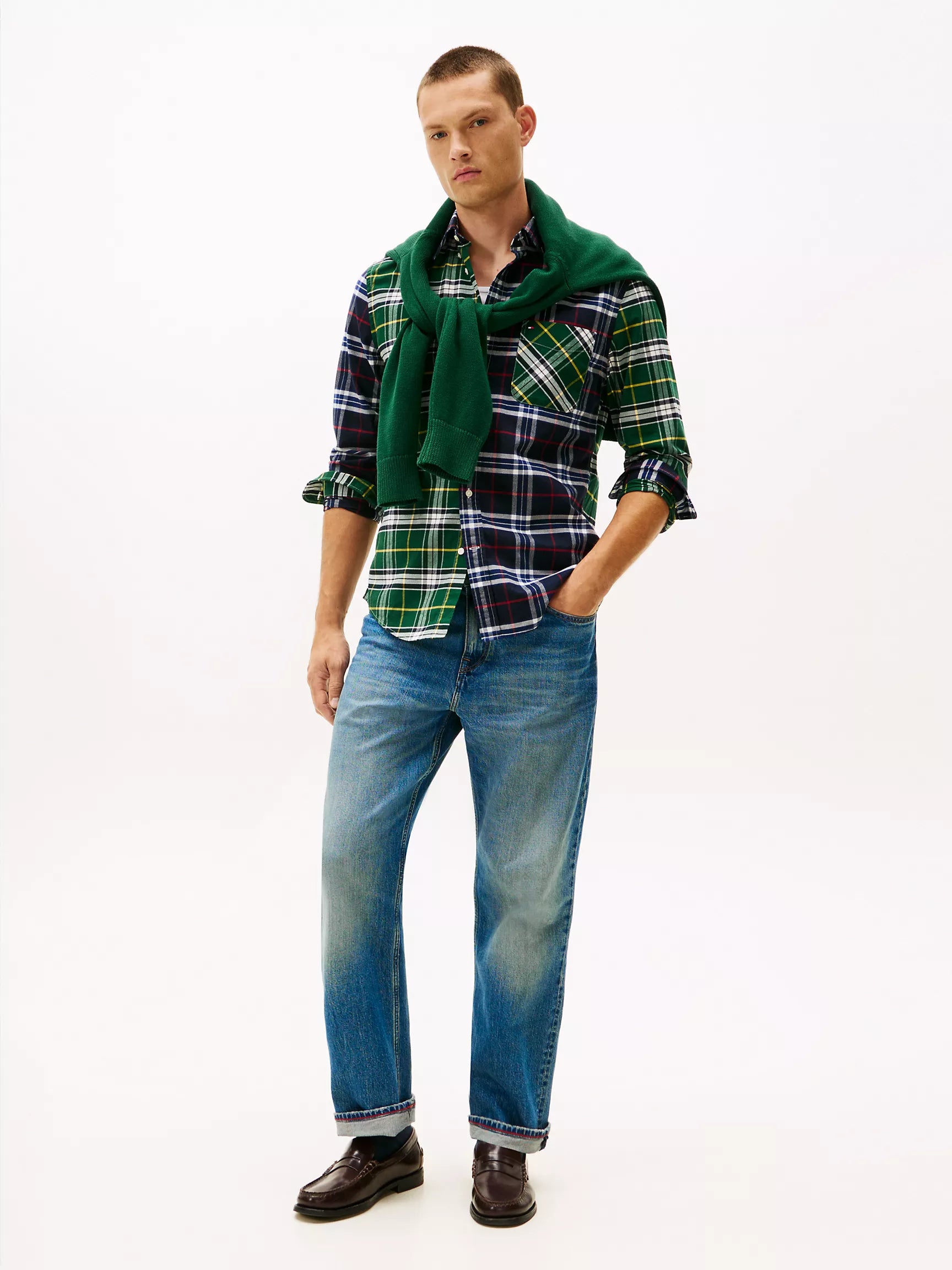 Navy/Ornamental Green Check