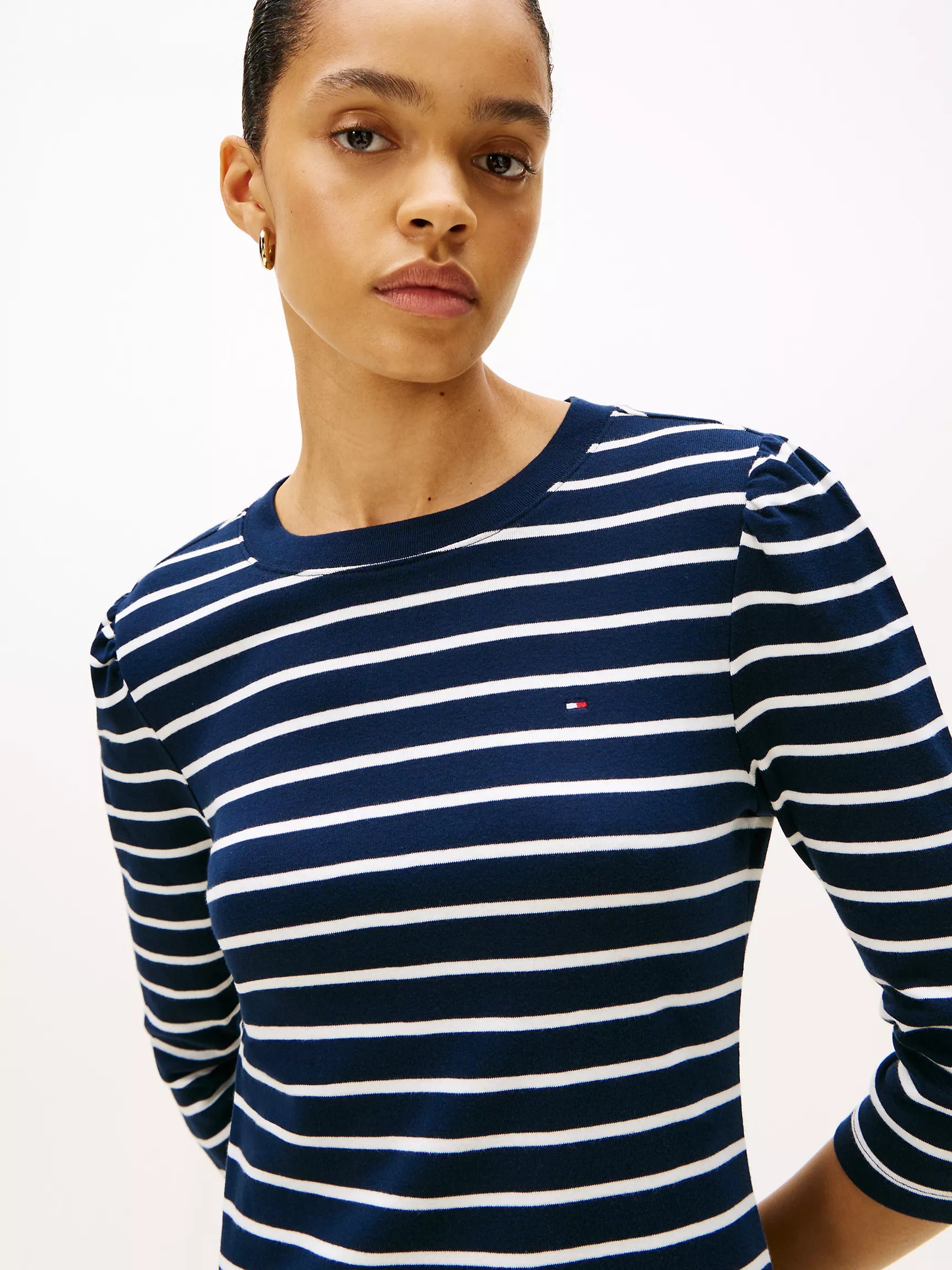 Ecru / Dark Blue Stripe