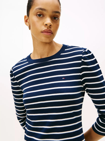 Ecru / Dark Blue Stripe