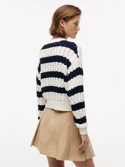 Navy Blue / Ecru Stripe
