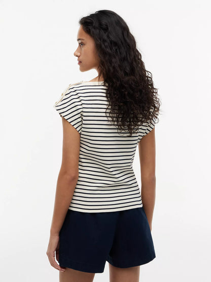 Calico / Navy Blue Stripe