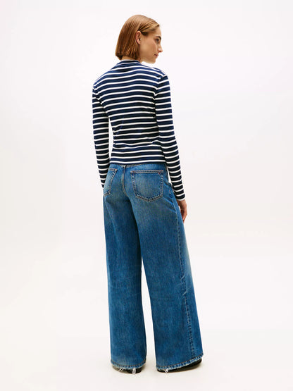 Ecru / Dark Blue Stripe