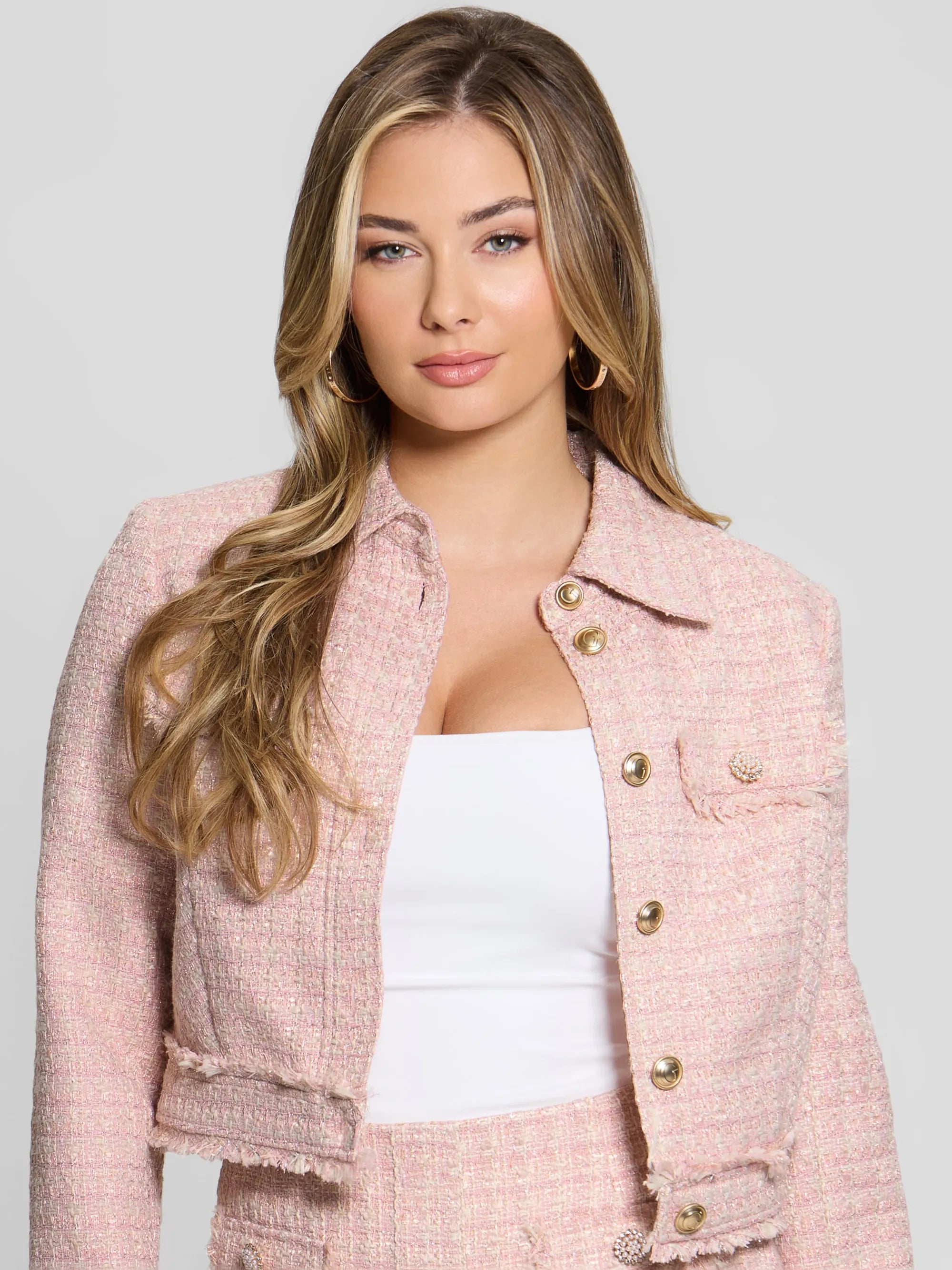 Pink And White Tweed