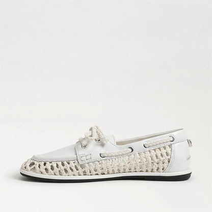 Bright White Leather/Woven Fabric