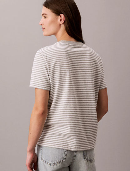 Grey Heather + Bright White Stripe