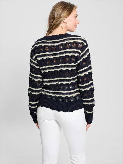 Blue W/Cream White Lurex