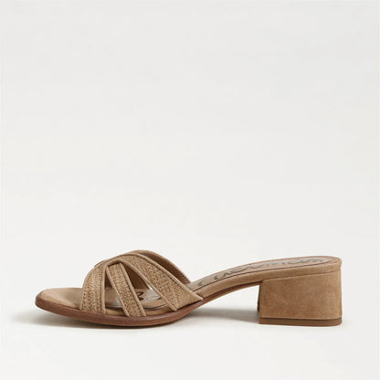 Buff Tan Faux Raffia/Suede