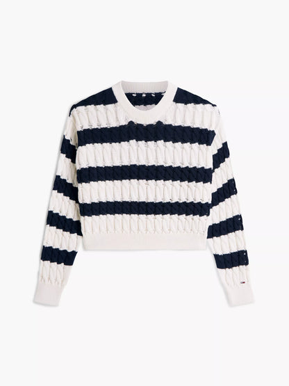 Navy Blue / Ecru Stripe
