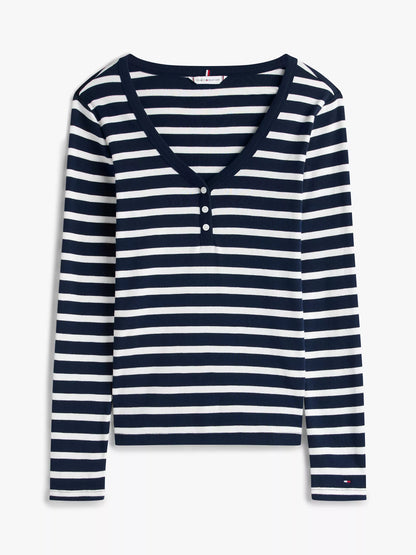 Ecru / Dark Blue Stripe