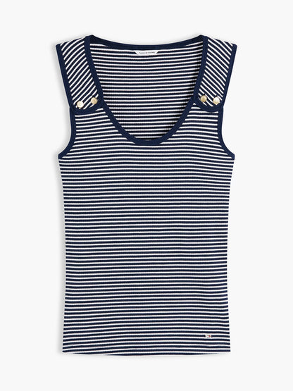 Navy Blue / Ecru Stripe