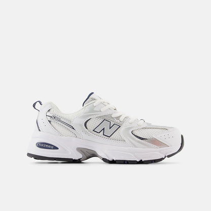 White With Natural Indigo And Silver Metallic