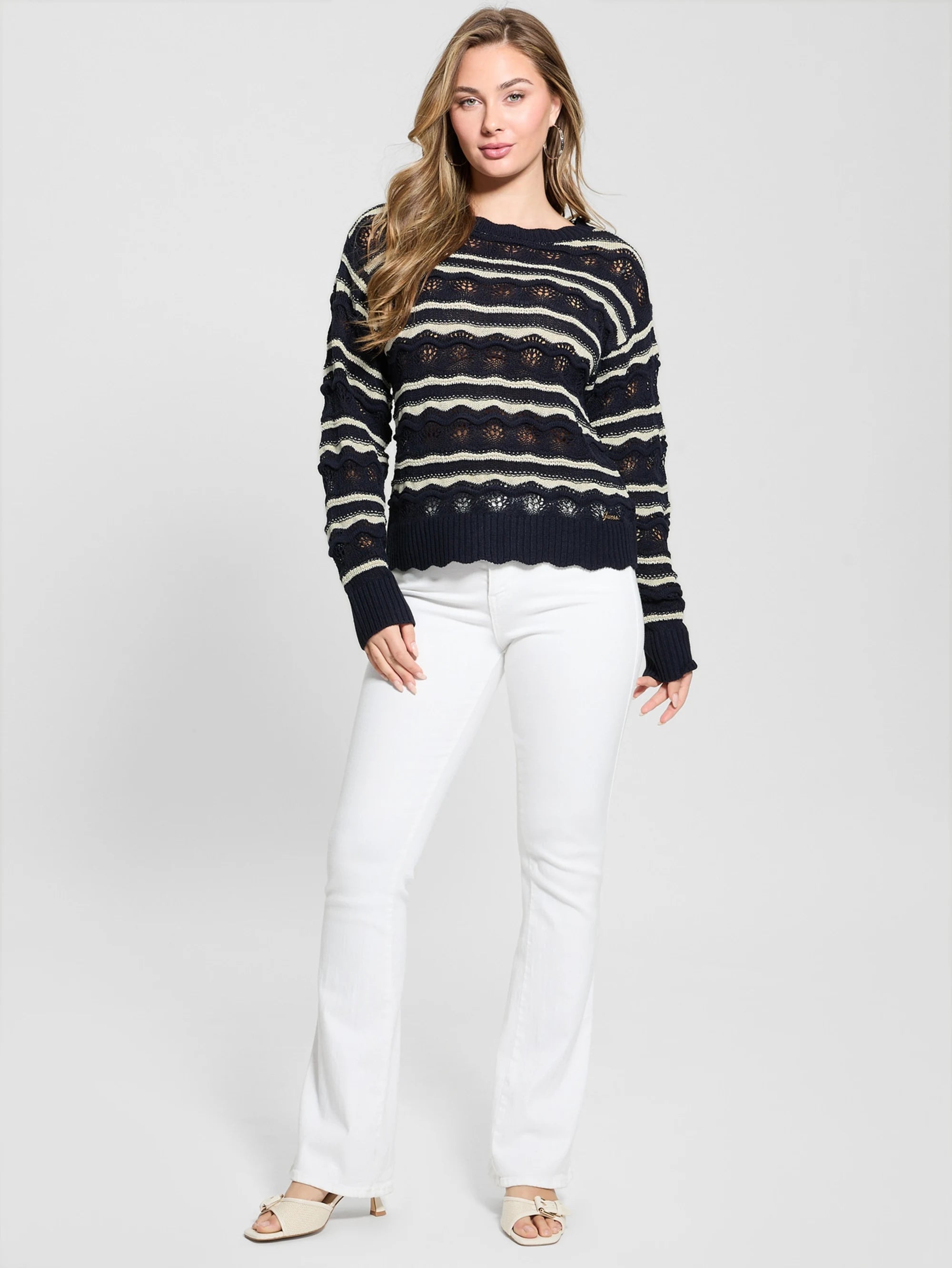 Blue W/Cream White Lurex