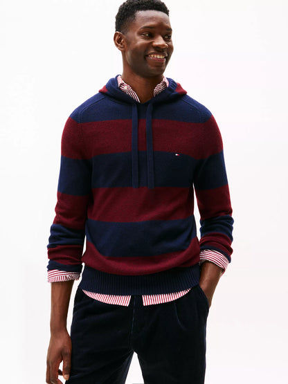 Navy/Deep Burgundy Heather Stripe