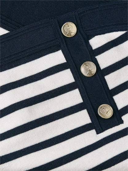 Navy Blue / Ecru Stripe