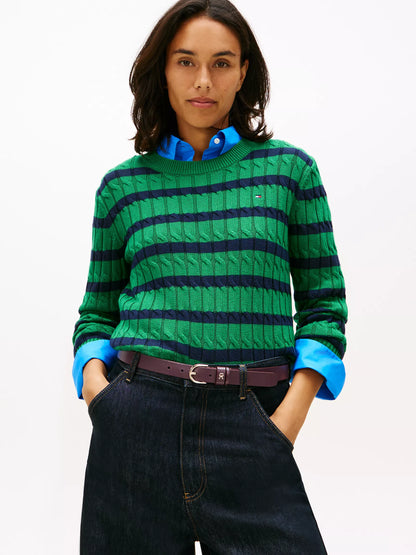Nouveau Green / Navy Breton Stripe