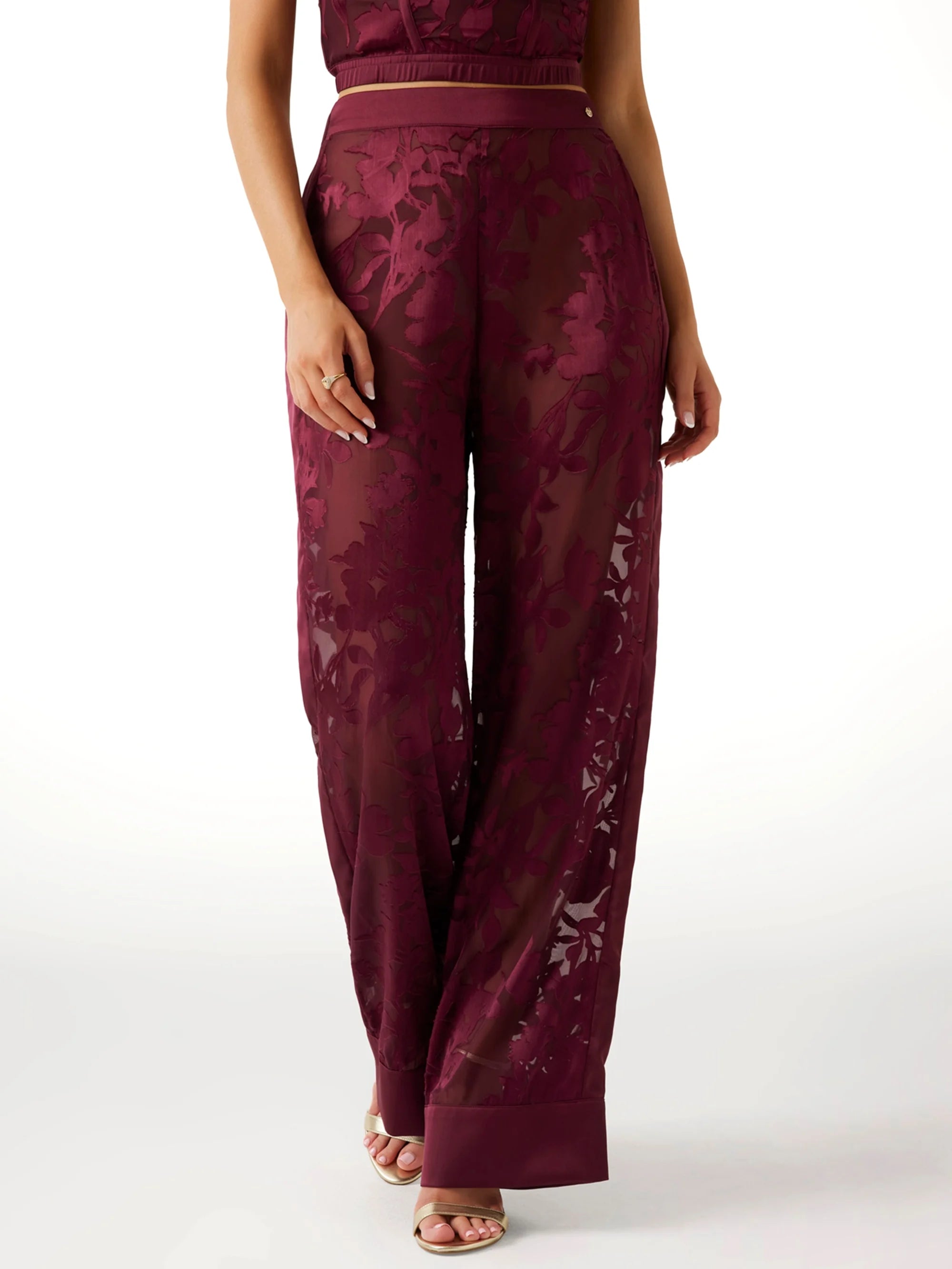 Floral Devore Maroon Noir