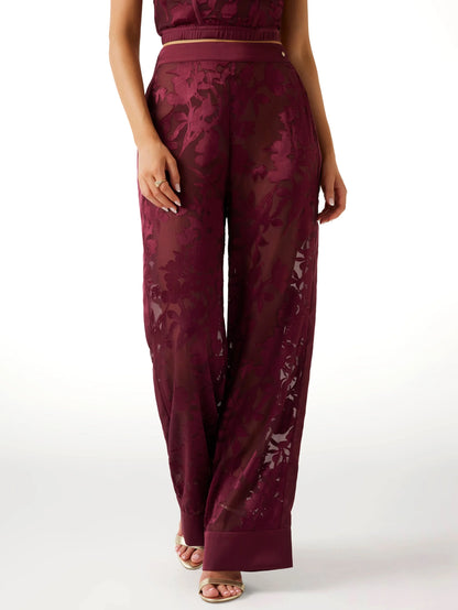 Floral Devore Maroon Noir