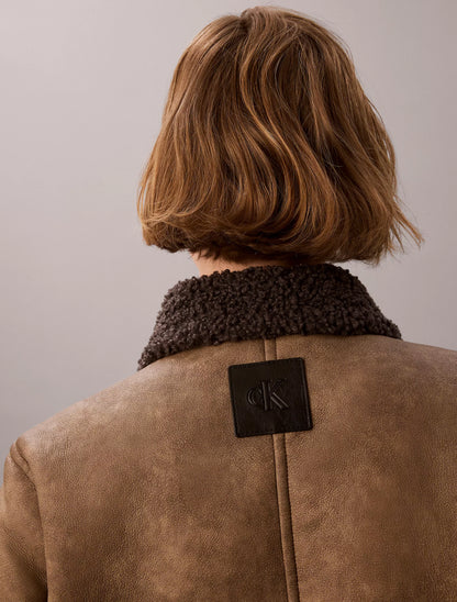 Brown Leather With Grey Shearling