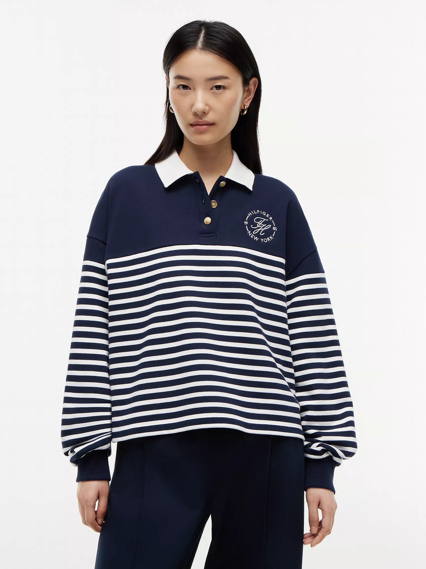 Ecru / Navy Blue Stripe 2