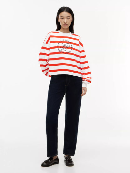 Fire Red / Ecru Stripe