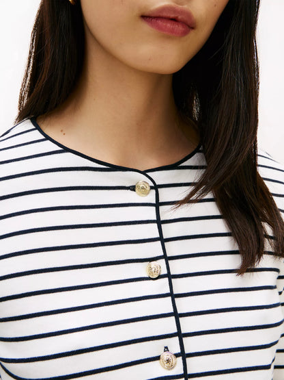 Ivory Silk / Navy Stripe